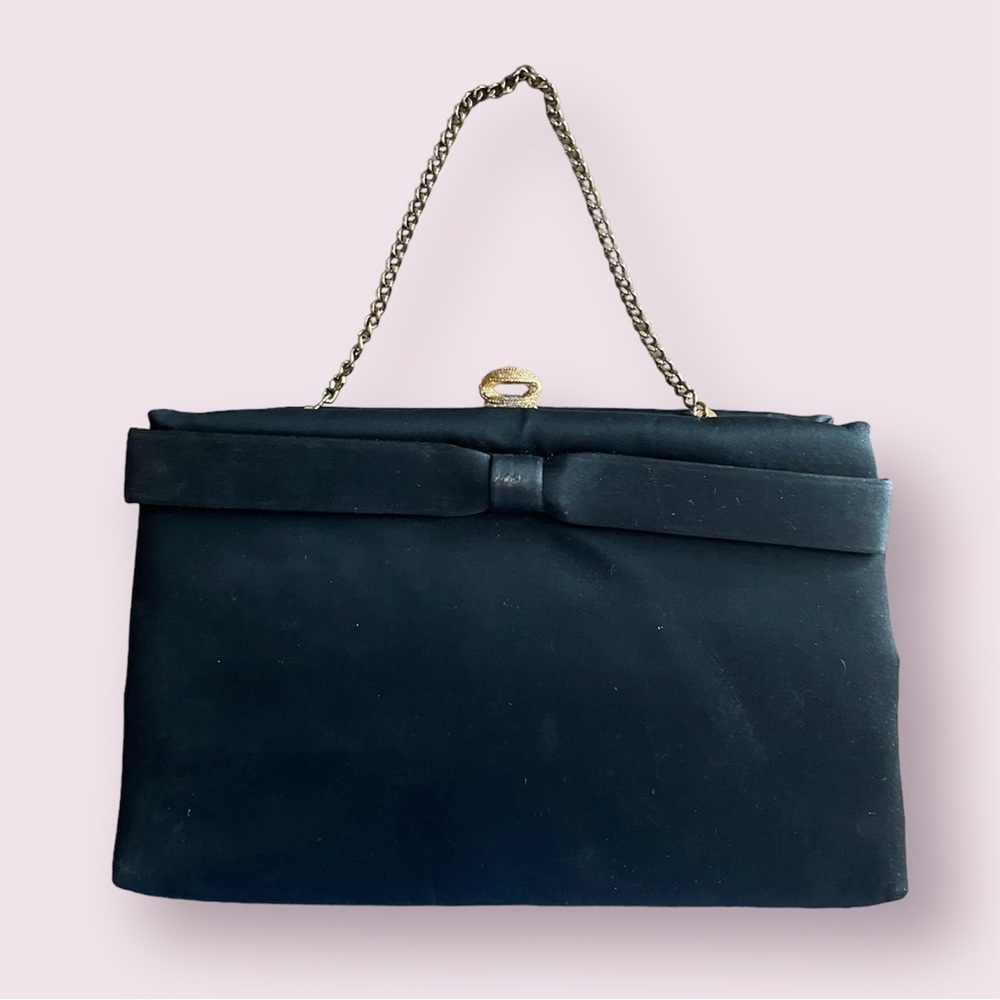 5 for $15 Vintage Black Gold Satin Formal Clutch Chain Purse Formal Cocktail